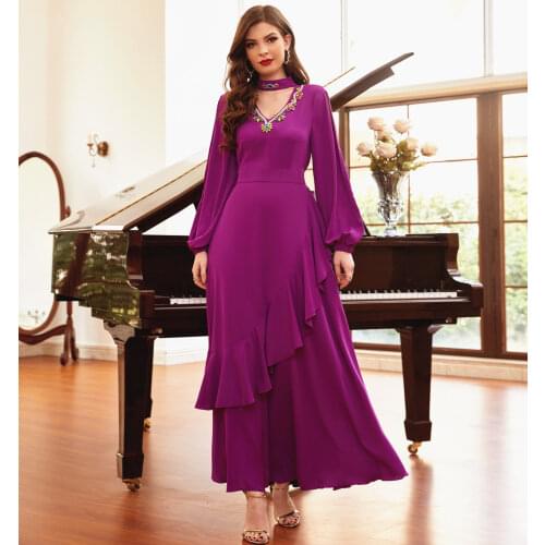 Ramadan Abaya Dubai Women Clothes Caftan Marocain Muslim Hijab Long Robe Hand-stitched Rhinestone Evening Dress Vestidos Traf
