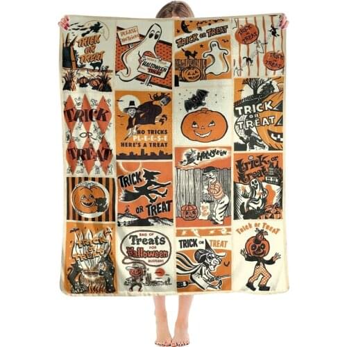 Retro Halloween Ghost Witch Halloween Decorations Blankets, Throw Blanket for Couch Soft Halloween Party Blankets