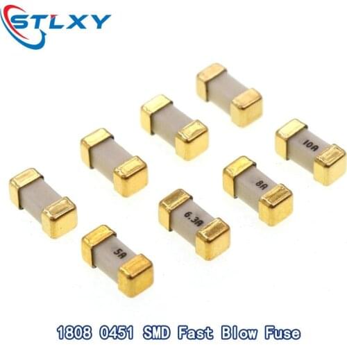 5PCS Gold 1808 125V 250V AC 0451 SMD Fast blow Fuse 0.5A 1A 2A 3A 4A 5A 6.3A 8A 10A 12A 15A 500MA 750MA 0451 ultra-rapid fuses