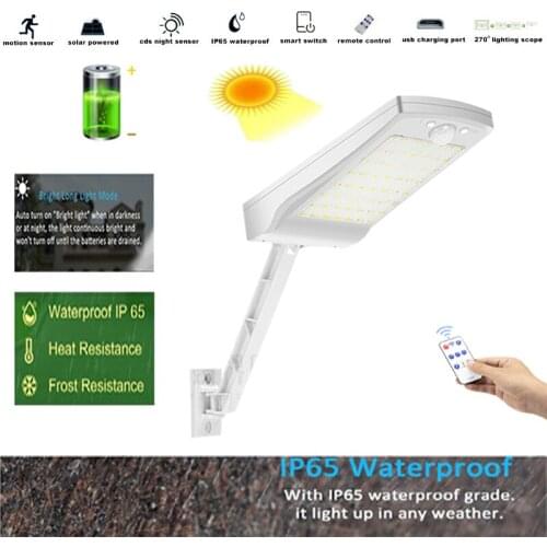 LED Solar Gadren Yard Light OutdoorWaterproof Emergency Security flood porch Lamp remote control PIR Motion Sensor IP65