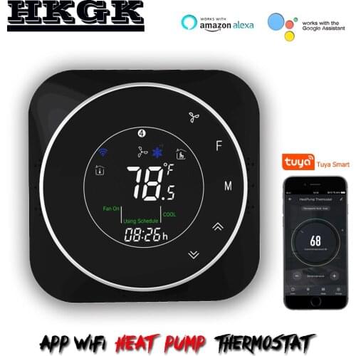 24V heat pump thermostat,watetr heat heat pump/electric heat with air conditioning,Works with Alexa Google Home