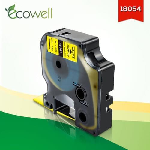 Ecowell Heat Shrink Tube Label Tape 18054 Compatible for Dymo Industrial label 9mm Black on Yellow for dymo 4200 5000 printer