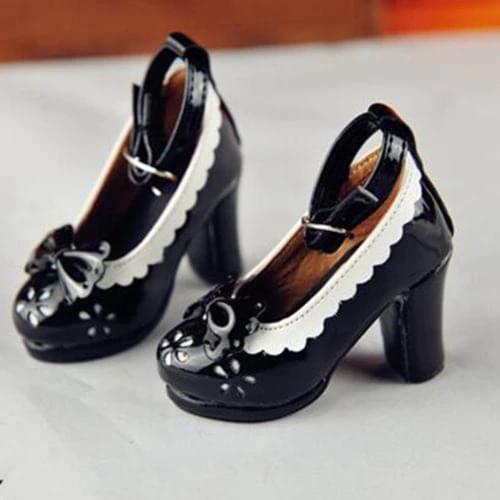 [wamami] Black Bow White Decoration High-Heeled Shoes For 1/3 SD BJD Dollfie