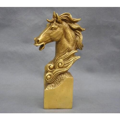 8 ''elaborado China Zodíaco Animal caballo cabeza latón busto estatua