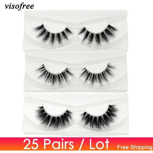 Visofree 25 pairs/lot Mink Eyelashes Invisible Band Lashes Natural Full Strip Transparent band lashes 3D Lashes cilios posticos