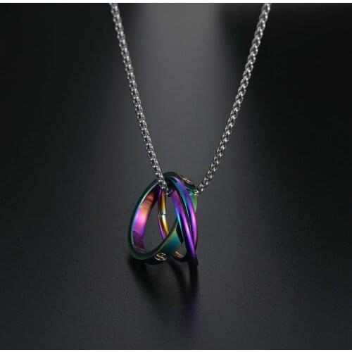 YWSHK 2021 Fashion New Interlocked Circle Ring Pendant Couple Necklace Women Men Jewelry Stainless Steel Wedding Jewelry Gift