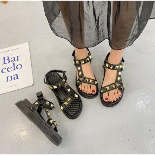 Shoes Female Sandal Clogs Wedge 2021 Womens Soft High Heels Girls Sports Platform New Multicolored Gladiator Studded Summer Bea