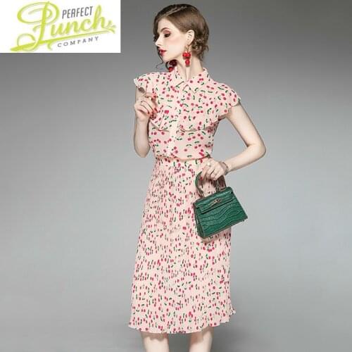Two Piece Floral Summer Elegant Skirt and Top Pink Fashion Women Set 2021 New Conjuntos De Mujer 1915409 Pph419