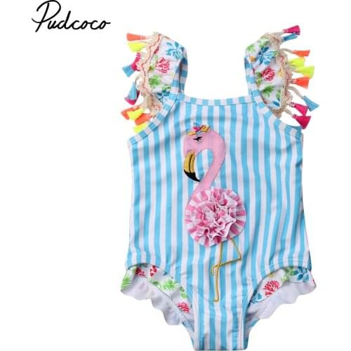 6M-5T Flamingo Girls Kids Swimsuit Cartoon Bathing Suit Print Children Swimwear Bikini Tankini Baby Girl Summer Swimming Costume
