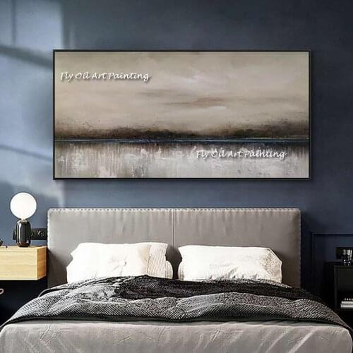 10% Handmade Abstract Modern Landscape beige Abstract Style Thick Oil Painting on Canvas For office Decorative Wall Art