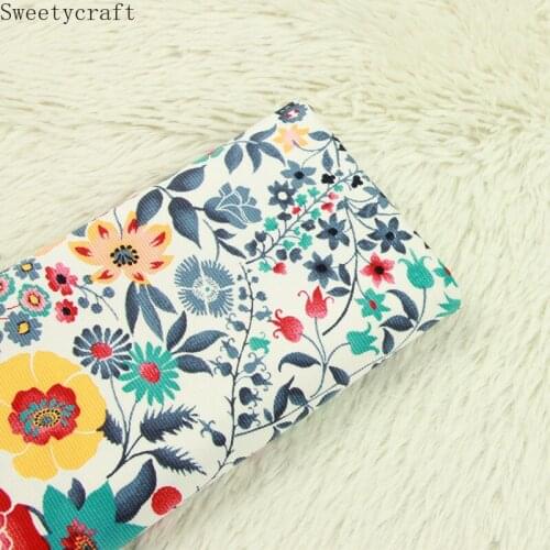 140x50cm micro-elastic Cotton Fabric Flower Leaf Printed Cloth Sewing Dress Garment Textile Fabrics For Patchwork Needlework DIY