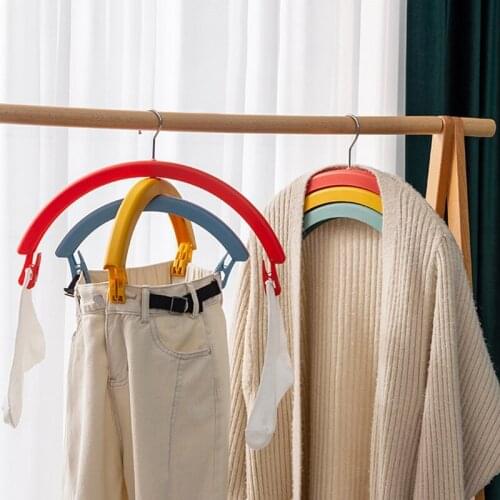 2pcs 3 Layer Rotating Clothes Hanger Rainbow Anti-Slip Clothespin Clip for Socks Bra Trousers Pants