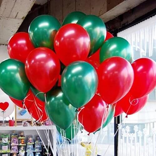 20pcs/lot 10 Inch Green Red Latex Balloons Christmas Tree Decoration Latex Balls For Christmas Party Aluminum Balloons 1.5g