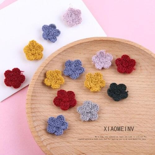 20pcs Handmade Jewelry Accessories Autumn And Winter womens Wool Knitting Small Flowers Hairpin Earrings Accessories Materials