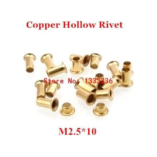 200pcs M2.5*10(L) Copper Hollow Rivet 2.5mm Double-sided circuit board PCB vias nails / copper corn