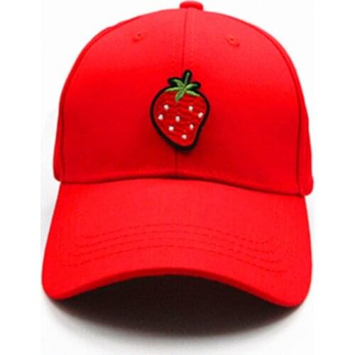 2019 Strawberry Fruit Embroidery Cotton Baseball Cap Hip-hop Cap Adjustable Snapback Hats for Men and Women 177
