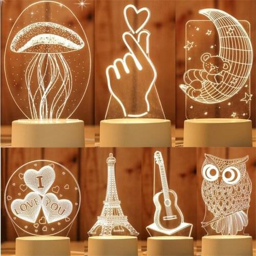 3D LED Lamp Creative USB 3D LED Night Lights Novelty Illusion Night Lamp 3D Illusion Table Lamp For Home Decorative