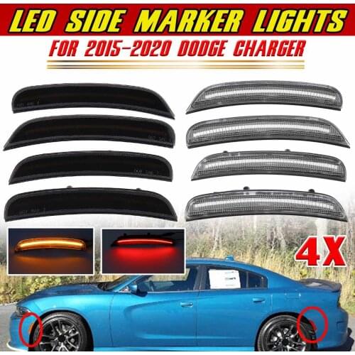 4pcs Car Front Rear Bumper Side Marker Repeater Light For Dodge Charger 2015-2018 Fender Wheel Arches Turn Signal Blinker Lamp