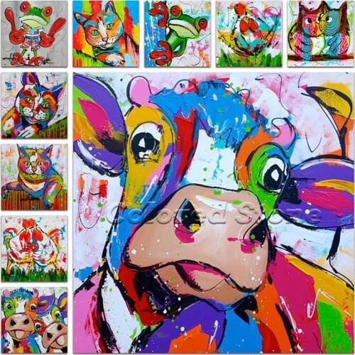 New Diamond painting Animals Colorful Cattle Cow Frog cat owl chicken 5D DIY Full Square Drill embroidery 3D mosaic Drawing HC13