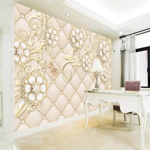 Beibehang Custom new embossed three-dimensional 3d pearl floral soft background wall painting wall papers home decor 3D mural