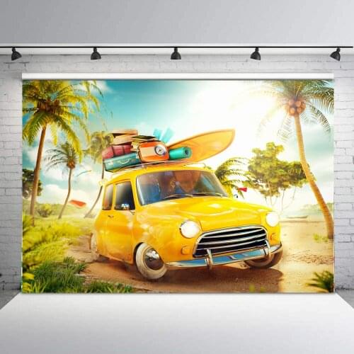 BEIPOTO Summer Photography backdrops yellow car photo background photo studio props party decor booth photocall