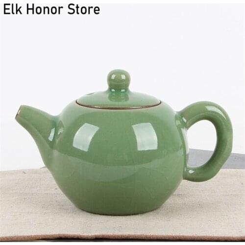 250ml Celadon Ice Cracked Xishi Teapot Master Cups Handmade The Spherical Filter Teapot Kung Fu Tea Teaware Accessories