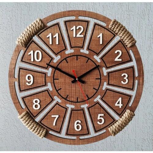 Wire rope Decorative Wooden Wall Clock 50 cm