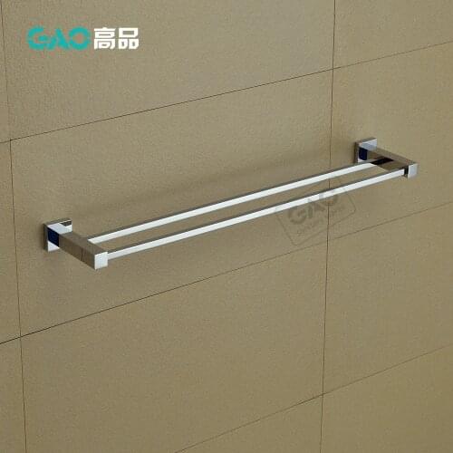 Free Shipping Double Towel Bar,Towel Holder,Solid Brass Made,Chrome Finish, Bathroom Accessories Square Towel Bar 60CM Length