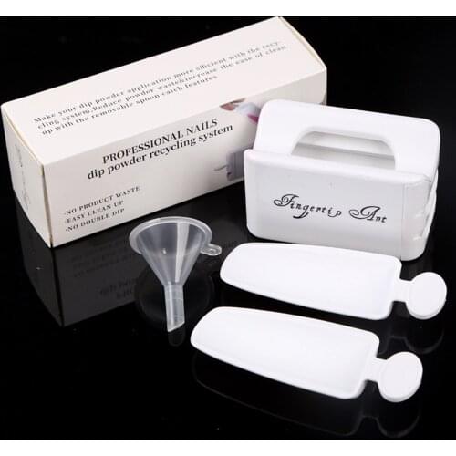 Double Layer French Recycling Powder Box Dipping Powder Collection Container Manicure Glitter Powder Recovery Storage Nail Tool