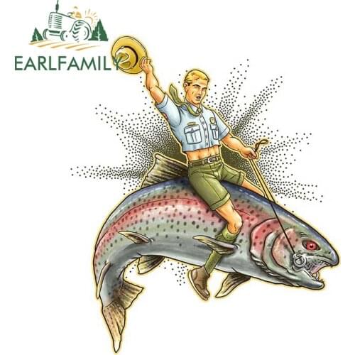 EARLFAMILY 13cm x 11cm for Trout Fish Car Stickers Funny Waterproof Decal Windshield Vinyl Car Accessoires Laptop Caravan Decor
