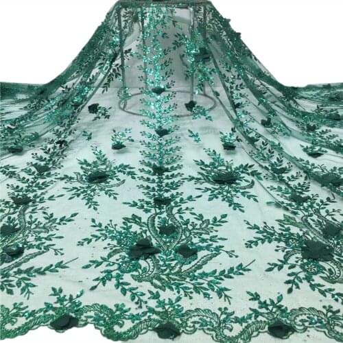 French 3D sequins Mesh Net Lace Fabric High Quality Lace Material African Tulle Lace Fabric For Guinea Women Sewing RF-140