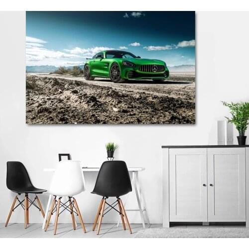 Green Car Mercedes A M G GT Supercar Canvas Paintings Posters and Prints Wall Art Pictures for Living Room Home Decor Cuadros