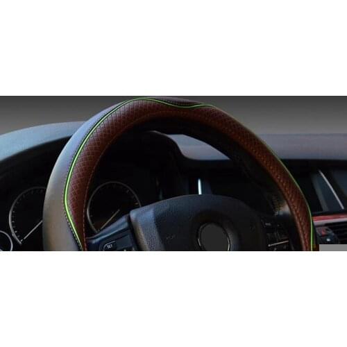 Leather Universal Car Steering-wheel Cover 38CM Car-styling Sport Auto Steering Wheel Covers Anti-Slip Automotive Accessories