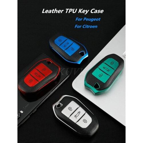 Leather TPU Car Key Case Full Cover For Peugeot 308 408 508 2008 3008 4008 5008 Citroen C4 C4L C6 C3-XR Smart Shell Accessories