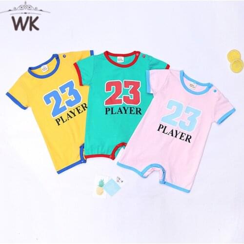 Summer baby rompers Short sleeve Newborn Infant Boy Girl clothes number Printed basketball Jumpsuit Baby sports Clothes JP-424