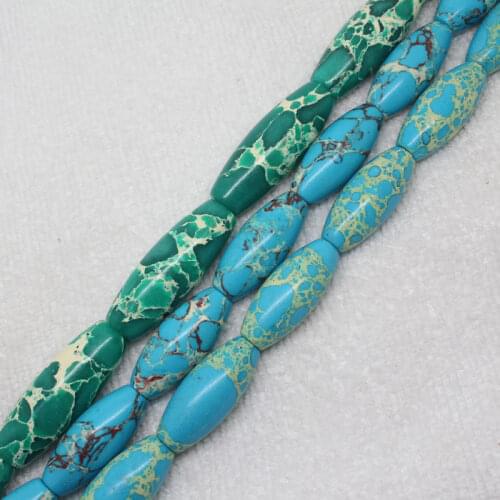 Mini. Order is $7!14x40,13x30mm Skyblue,Green Emperor imperial Jaspers Oval measle Bead DIY Jewelry Making Loose Beads 15"