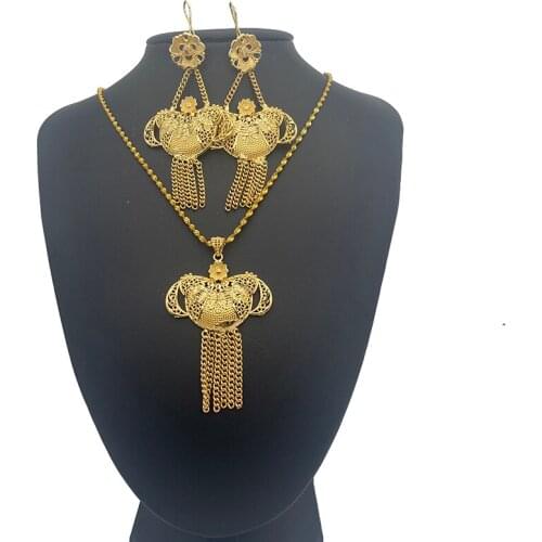 Fashion luxury Dubai Arab Bridal Jewelry Sets for Women Dubai Gold Color Big Necklace Earrings Wedding Engagement Jewelry Set