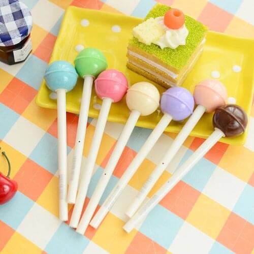 6pcs Cute Lollipop Gel Pen Set 0.5mm Ballpoint Black Ink for Writing Study Gift Novelty Stationery Office School EB921