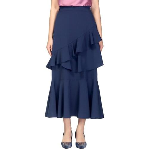 2021 Summer New Product Womens High-waisted Long Skirt Solid Color Lotus Leaf Princess Dress Large Skirt Skirt 8 Colors