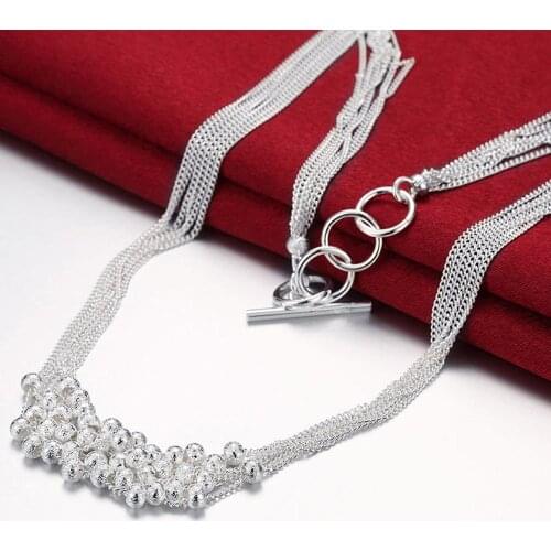 New Arrival 925 Silver Necklaces Fashion Design Scrub Round Bead Chain Necklace For Women Fine Jewelry