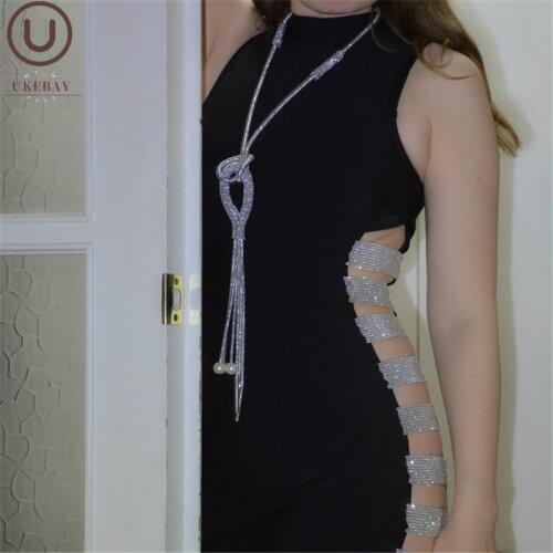 UKEBAY New Luxury Pendant Necklaces Women Handmade Designer Statement Necklace Metal Jewelry Pearl Accessories 3 Colors Chains