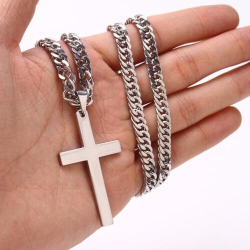 Simple Classic Style Stainless Steel Cross Pendant Necklace for Men Hot Sell Jewelry Gift No Fade