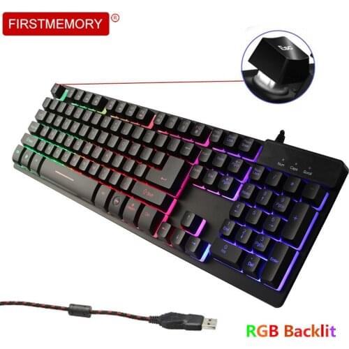 Wired Gaming Keyboard RGB Backlit Mechanical Keyboard with 104 Keycap Ergonomic Computer Keyboard Black For Office Home PC Gamer