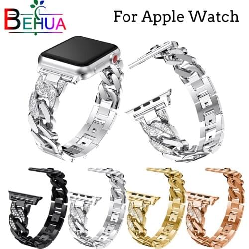 Strap With diamonds Bracelet for Apple Strap 42mm 38mm 40mm 44mm Stainless Steel Strap for iWatch 4/3/2/1 Watchbands Accessories