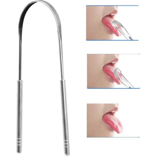New Tongue Scraper Stainless Steel Oral Tongue Cleaner Brush Cleaning Coated Tongue Toothbrush Oral Hygiene Care Tools