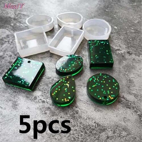 Silicone Round Square Oval Waterdrop Rectangle Shape Hole Mold DIY Craft Epoxy Resin Molds Necklaces Pendant Mould