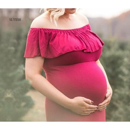 SLYXSH Maternity Dresses Maternity Photography Props Plus Size Dress Elegant Fancy Pregnancy Photo Shoot Women Long Dress