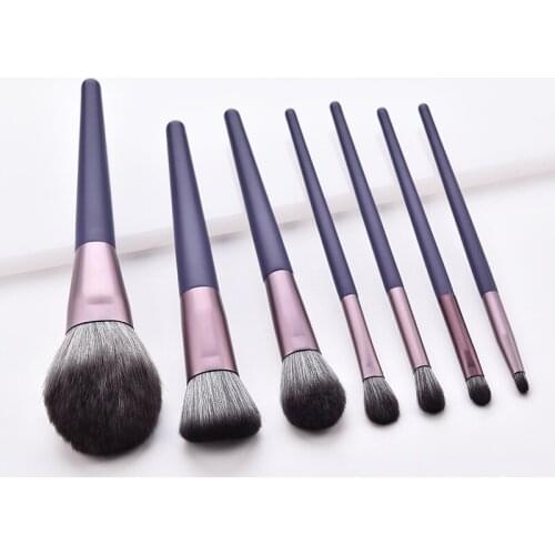 High 7pcs Purple Wood Handle Unicorn Make Up Brushes Set Crystal Portable Foundation Blending Powder Cosmetic Brushes maquillaje