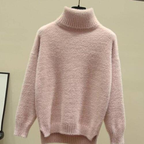 WEIHAOBANG 2021 New Autumn Winter Womens High Neck Thickened Pullover Solid Color Irregular Long Sleeve Knitted Sweater