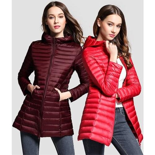 Woman 90% White Duck Down Jacket Winter Ultra Light Waterproof Hooded Long Coat Female Brand Soft Parkas New Portable Overcoat